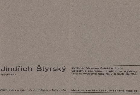 [Zaproszenie] Jindrich Styrsky 1899-1942 malarstwo-rysunek-collage-fotografia [...]