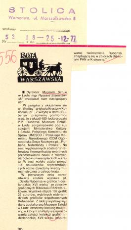 Dyrektor Muzeum Sztuki w Łodzi mgr Ryszard Stanisławski przekazał nam następujący list: [...]