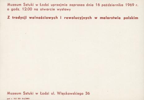 [Zaproszenie] Z tradycji wolnościowych i rewolucyjnych w malarstwie polskim [...]