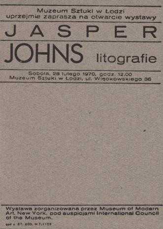 [Zaproszenie] Jasper Johns litografie [...]