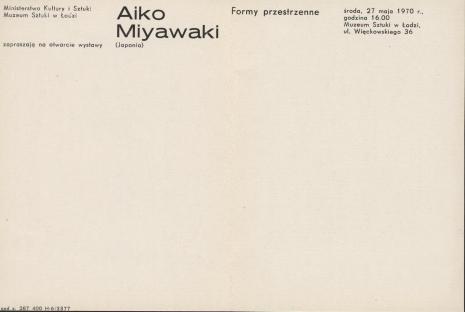 [Zaproszenie] Aiko Miyawaki. Formy przestrzenne