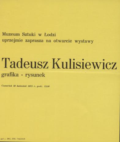 [Zaproszenie] Tadeusz Kulisiewicz. Grafika-rysunek [...]