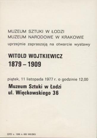 [Zaproszenie] Witold Wojtkiewicz 1879-1909.