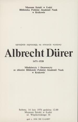 [Zaproszenie] Albrecht Durer 1471-1528 [...] 