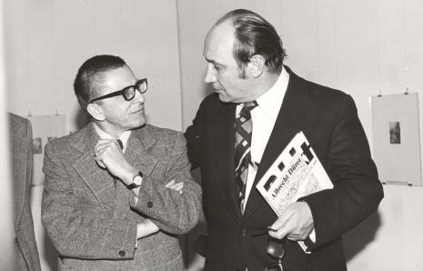 Dyr. Ryszard Stanisławski i Tadeusz Kaczmarek (wiceminister kultury i sztuki)