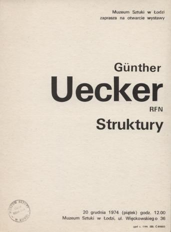 [Zaproszenie] Gunther Uecker [...] Struktury