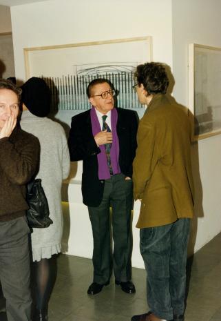 Ryszard Stanisławski (b. dyrektor ms) w rozmowie z Grzegorzem Musiałem (Galeria 86 w Łodzi)
