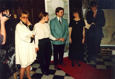 Od lewej pracownica firmy Schwan Stabilo, Krystyna Jasińska (Dział Promocji), pracownik firmy Schwan Stabilo, Joanna Bojarska (Rezydencja Księży Młyn), Dariusz Bugalski (Dział Naukowo-Oświatowy)