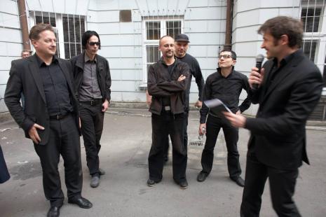 Od lewej Ivan Novak, Dejan Knez, Milan Fras, Krzysztof Lach, Wiktor Skok, dyr. Jarosław Suchan (ms)