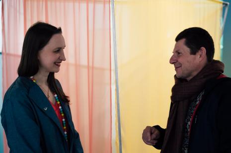 Autorka wystawy Alicja Bielawska w rozmowie z Pawłem Prokeszem