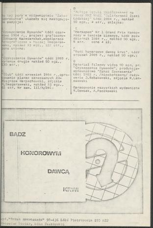 Razemczyosobno, wydawnictwo Zakaz zawracania, galeria Czyszczenie Dywanów w Łodzi, 1986