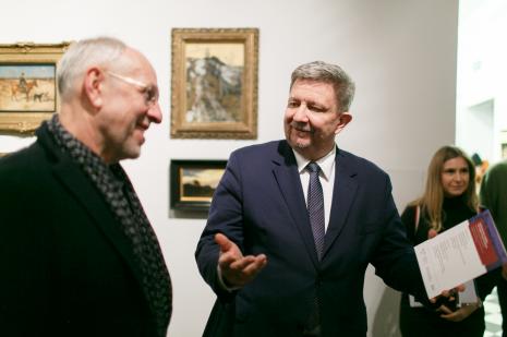 Dyr. Andrzej Biernacki (z lewej) w rozmowie z Grzegorzem Schreiberem Marszałkiem Województwa Łódzkiego