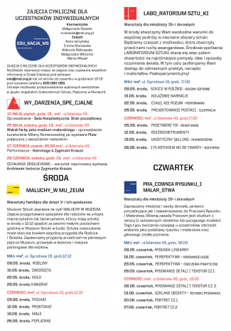 [Informator/folder] Spotkania, wykłady, warsztaty, oprowadzania. Maj-czerwiec 2024