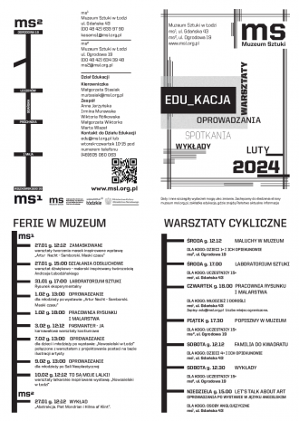 [Informator/folder] Spotkania, wykłady, warsztaty, oprowadzania. Luty 2024