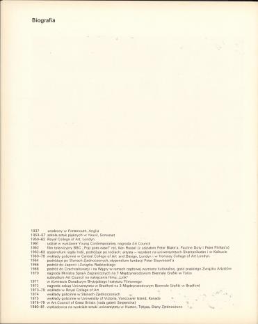 Derek Boshier - obrazy, rysunki, fotografie z lat 1962-1979 : wystawa zorganizowana przez Muzeum Sztuki w Łodzi we współpracy z British Council w Londynie i Centralnym Biurem Wystaw Artystycznych w Warszawie