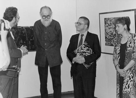 Od lewej attache kulturalny ambasady Włoch w Polsce, Emilio Vedova, dyr. Ryszard Stanisławski (ms), Elżbieta Hibner (wiceprezydent Łodzi)