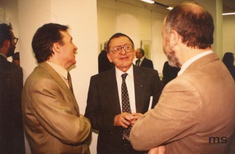 Od lewej red. Tomasz Gaduła-Zawratyński (Dziennik Łódzki), Zygmunt Krauze, dyr. Ryszard Stanisławski (ms), x