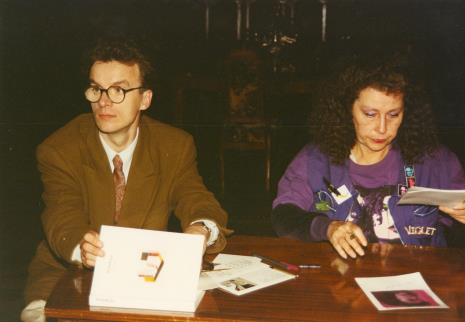 Od lewej Grzegorz Musiał (Galeria 86 w Łodzi) i Isabelle Colin Dufresne - Ultra Violet