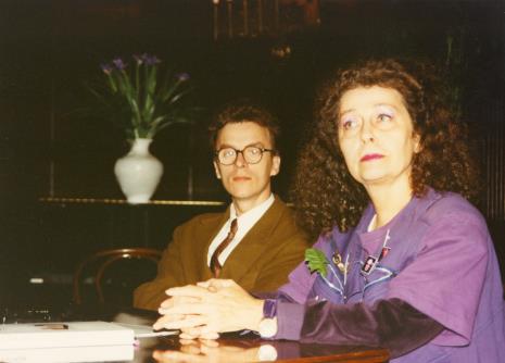 Od lewej Grzegorz Musiał (Galeria 86 w Łodzi) i Isabelle Colin Dufresne - Ultra Violet