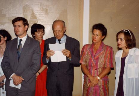 Na pierwszym planie od lewej Grzegorz Palka (prezydent Łodzi), ambasador Francji Alain Bry z żoną, Elżbieta Hibner (wiceprezydent Łodzi)
