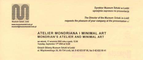 [Zaproszenie] Atelier Mondriana i minimal art./ Mondrian's atelier and minimal art. [...]