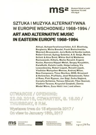 [Zaproszenie] Notatki z podziemia. Sztuka i muzyka alternatywna w Europie Wschodniej 1968-1994/ Notes from Undergruond Art and Alternative Music in Eastern Europe 1968-1994. 