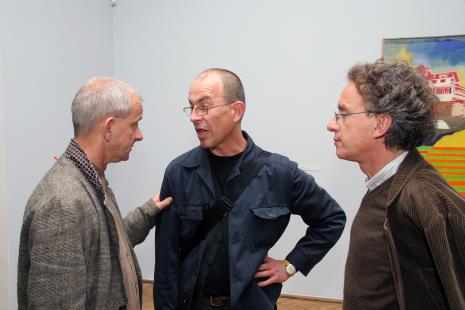 Od lewej Janusz Głowacki (Galeria 86 w Łodzi), Alexander Honory, Andrzej Musiał (Galeria 86 w Łodzi)